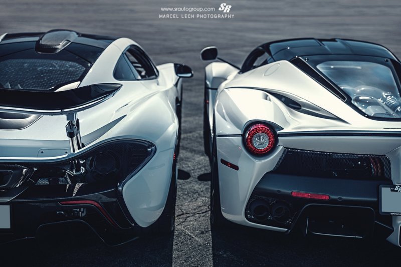 8-white-mclaren-p1-race-mode-laferrari-rear-angle