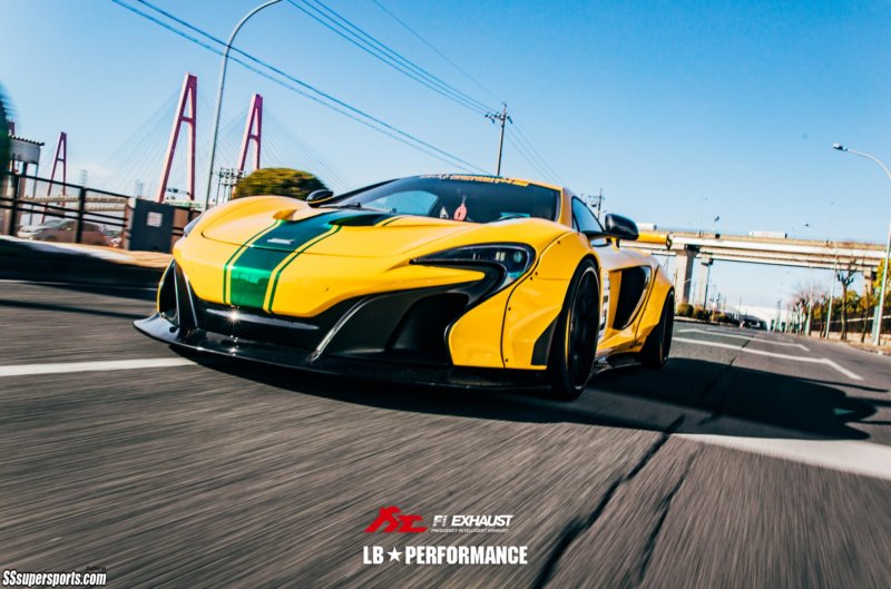 2-yellow-liberty-walk-mclaren-650s-front-side-view-in-motion